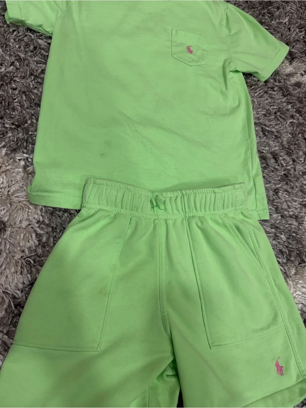 Ralph Lauren Neon Green Pocket Tee & Shorts Set